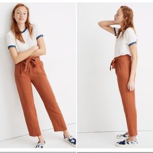 Madewell NWT Women's Linen-Blend Paperbag Tapered